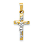 Load image into Gallery viewer, 14K Two-tone Gold INRI Hollow Crucifix Pendant 24mm length
