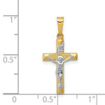 Load image into Gallery viewer, 14K Two-tone Gold INRI Hollow Crucifix Pendant 25mm length
