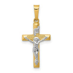 Load image into Gallery viewer, 14K Two-tone Gold INRI Hollow Crucifix Pendant 25mm length

