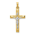 Load image into Gallery viewer, 14K Two-tone Gold INRI Hollow Crucifix Pendant 33mm length
