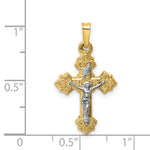 Load image into Gallery viewer, 14K Two-tone Gold INRI Hollow Crucifix Pendant 28mm length
