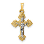 Load image into Gallery viewer, 14K Two-tone Gold INRI Hollow Crucifix Pendant 28mm length
