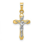 Load image into Gallery viewer, 14K Two-tone Gold INRI Hollow Crucifix Pendant 25mm length
