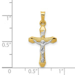 Load image into Gallery viewer, 14K Two-tone Gold INRI Hollow Crucifix Pendant 29mm length
