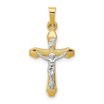 Load image into Gallery viewer, 14K Two-tone Gold INRI Hollow Crucifix Pendant 29mm length
