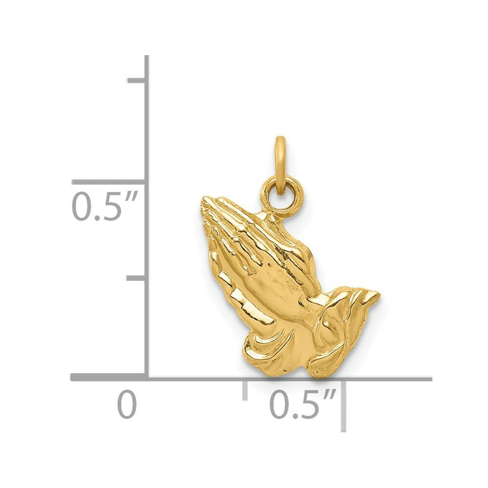 14K Yellow Gold Praying Hands Charm