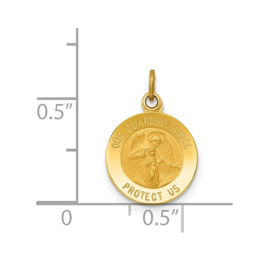 14K Yellow Gold Guardian Angel Medal Charm