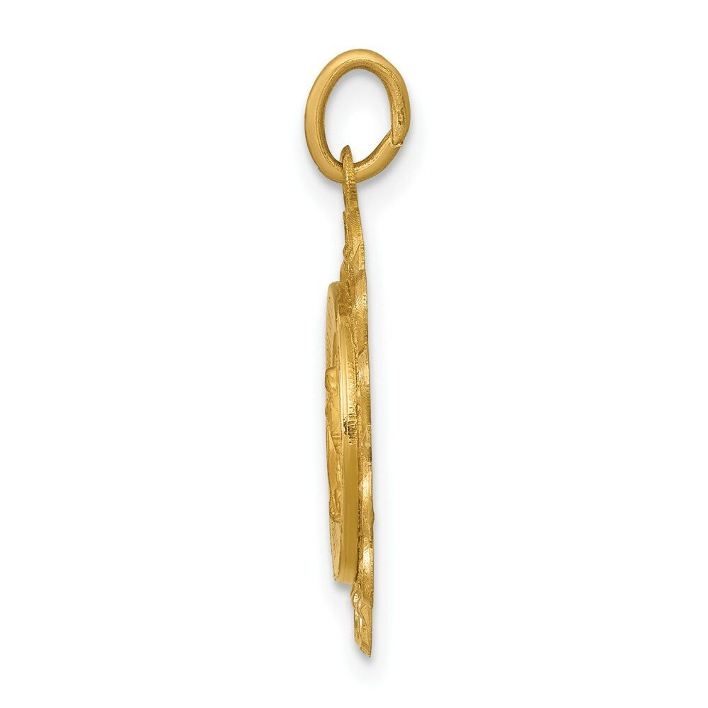 14K Yellow Gold Miraculous Medal Charm 19mm width