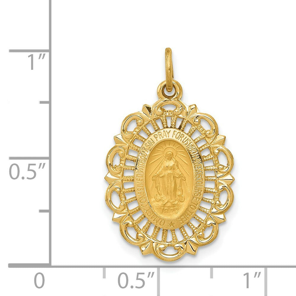 14K Yellow Gold Miraculous Medal Charm 11mm width