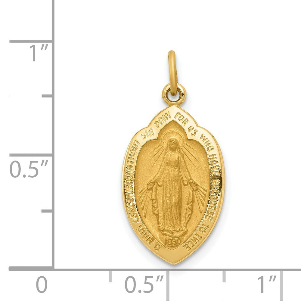 14K Yellow Gold Miraculous Medal Charm 12mm width
