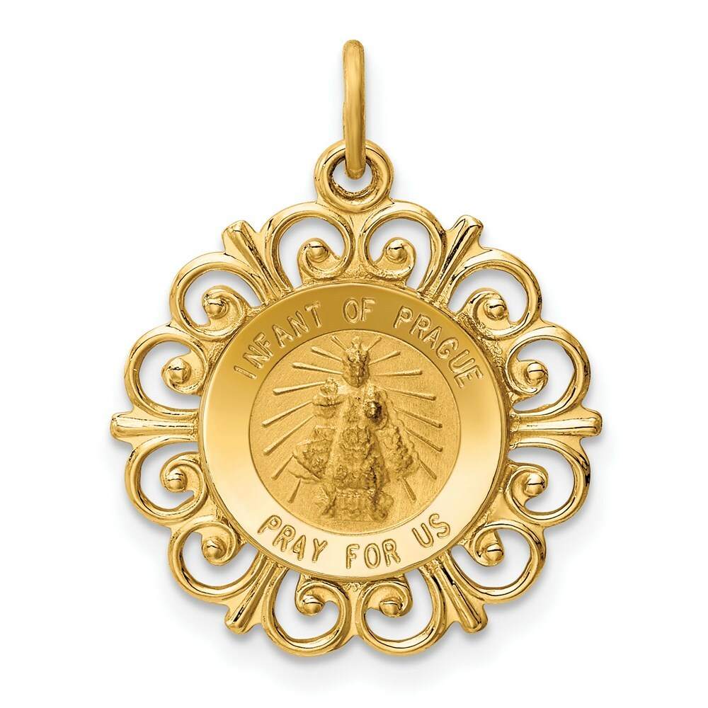 14K Yellow Gold Infant of Prague Medal Charm