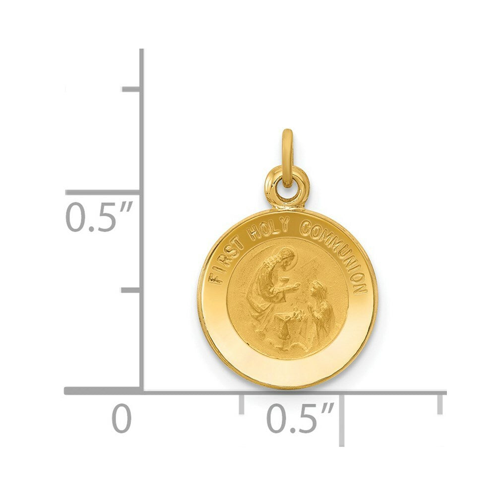 14K Yellow Gold First Communion Medal Charm