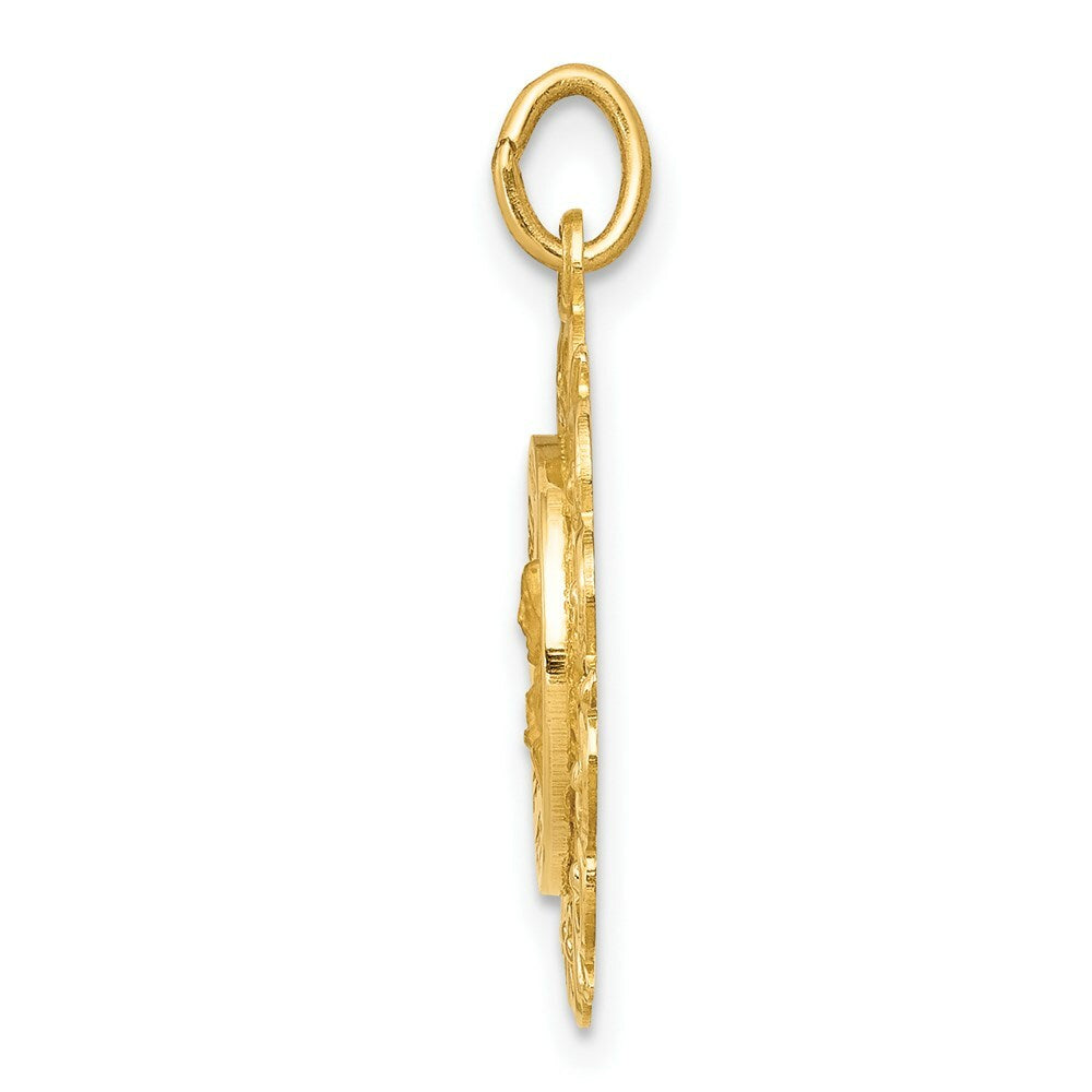 14K Yellow Gold Sacred Heart of Jesus Medal Charm