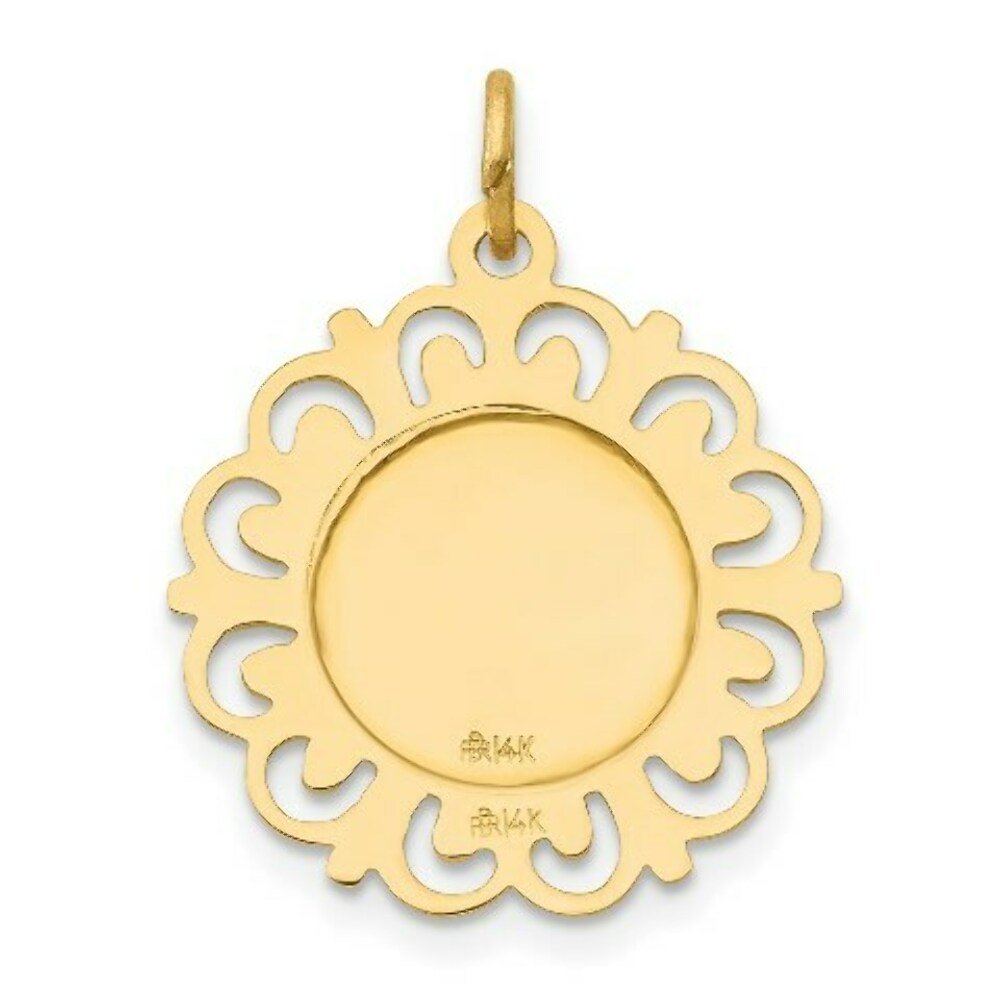 14K Yellow Gold Sacred Heart of Jesus Medal Charm
