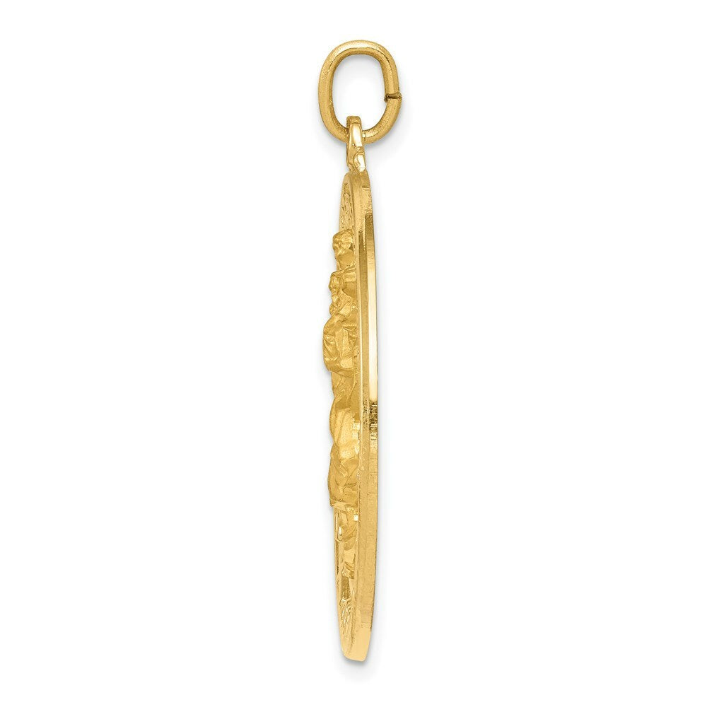 14K Yellow Gold Saint Christopher Medal Pendant 29mm width