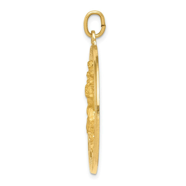 14K Yellow Gold Saint Christopher Medal Pendant 29mm width