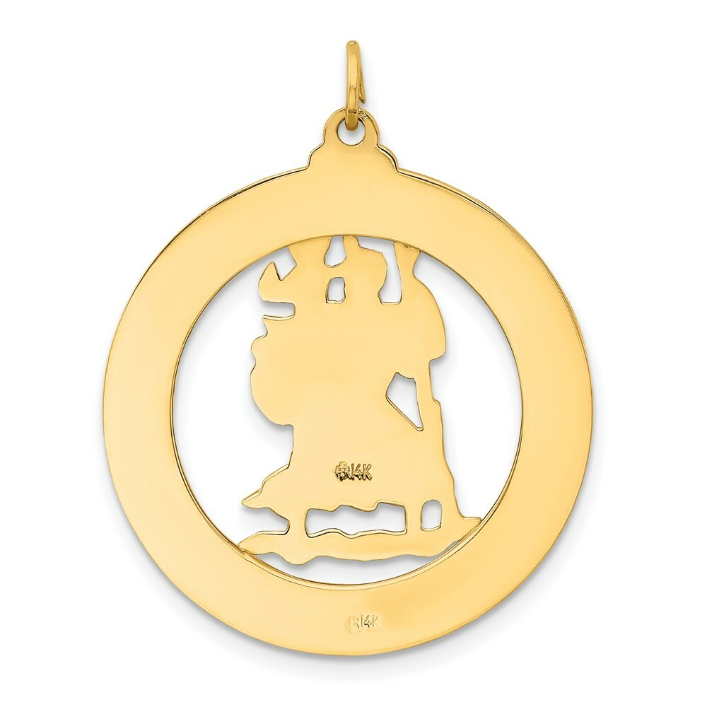 14K Yellow Gold Saint Christopher Medal Pendant 29mm width
