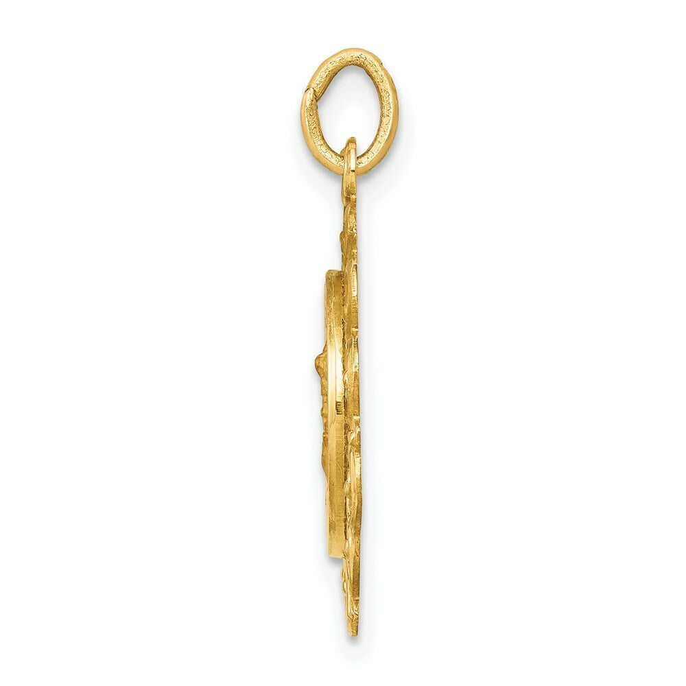 14K Yellow Gold Saint Michael Medal Charm 19mm width