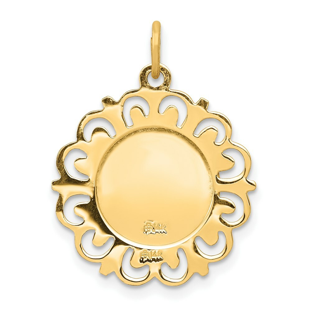 14K Yellow Gold Saint Michael Medal Charm 19mm width