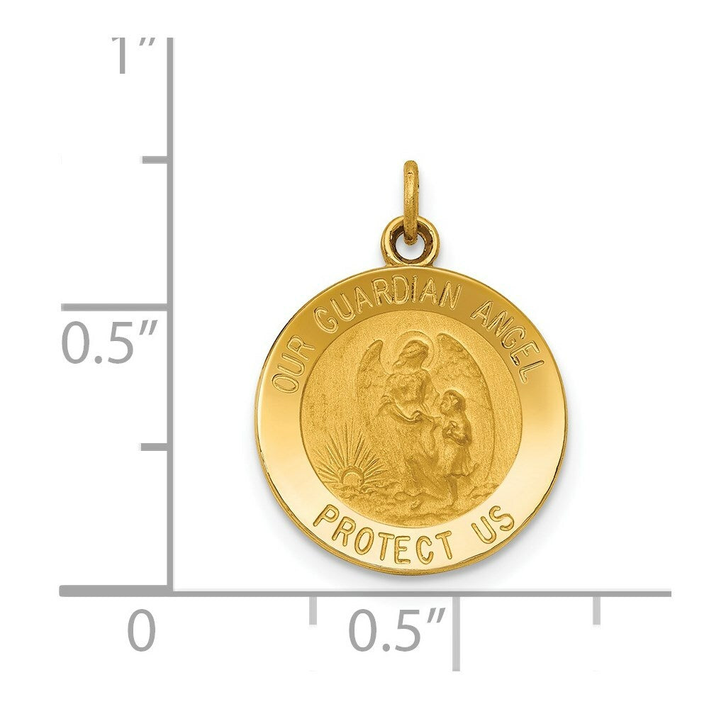 14K Yellow Gold Guardian Angel Medal Charm