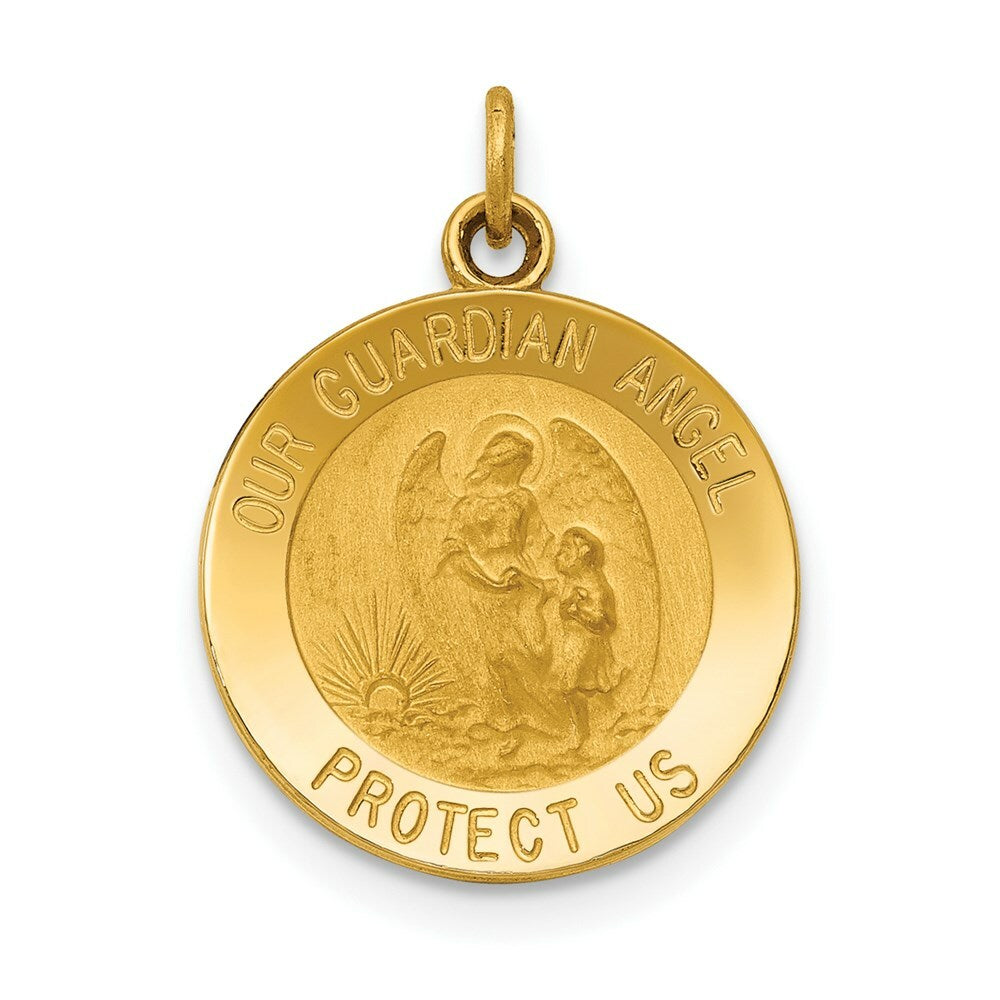 14K Yellow Gold Guardian Angel Medal Charm