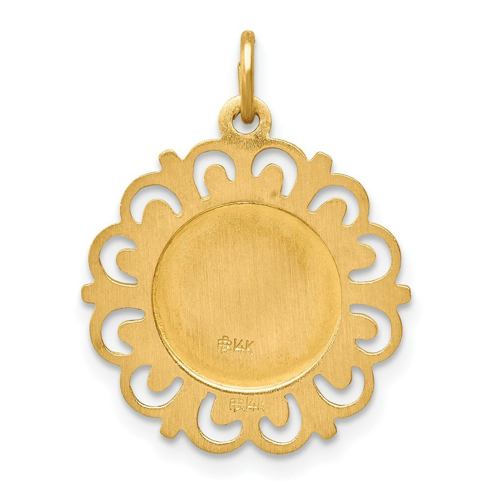 14K Yellow Gold Saint Theresa Medal Charm 20mm width