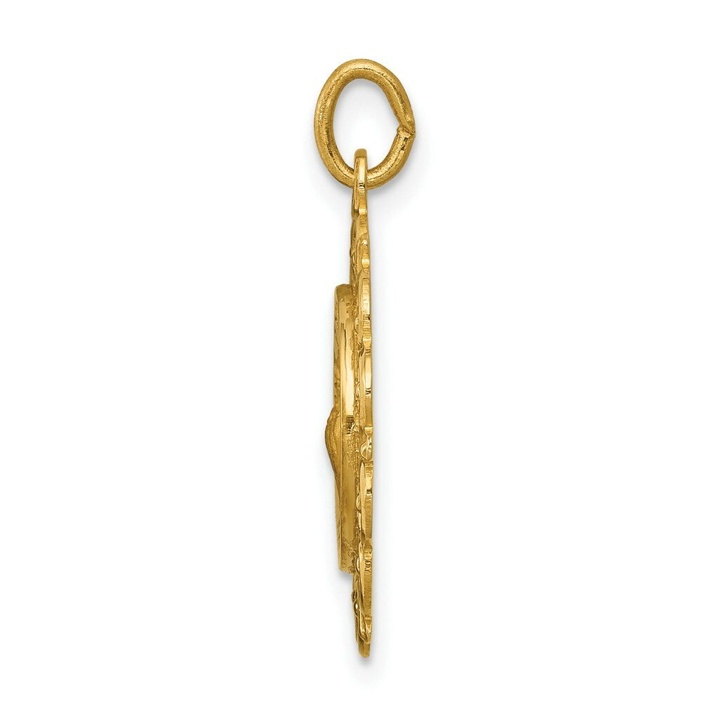 14K Yellow Gold Saint Francis of Assisi Medal Pendant 19mm width