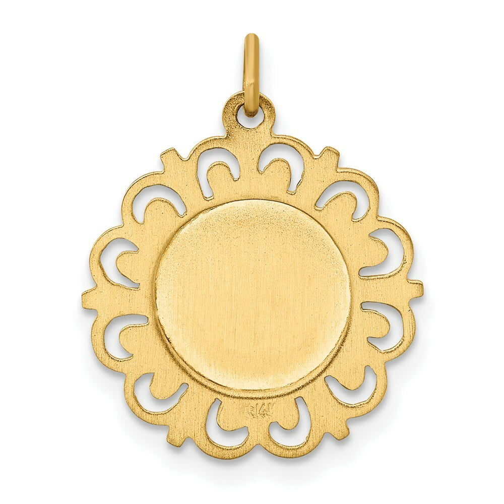 14K Yellow Gold Saint Francis of Assisi Medal Pendant 19mm width