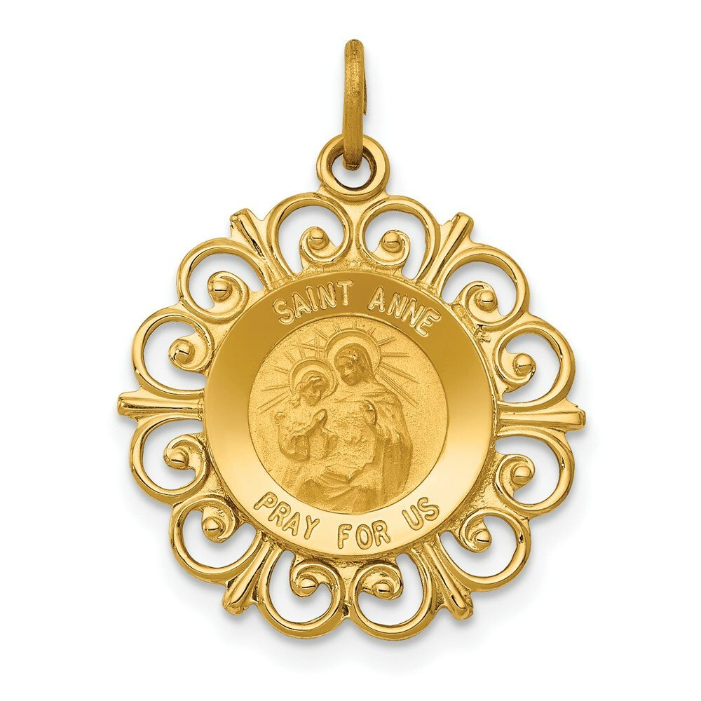 14K Yellow Gold Saint Anne Medal Charm