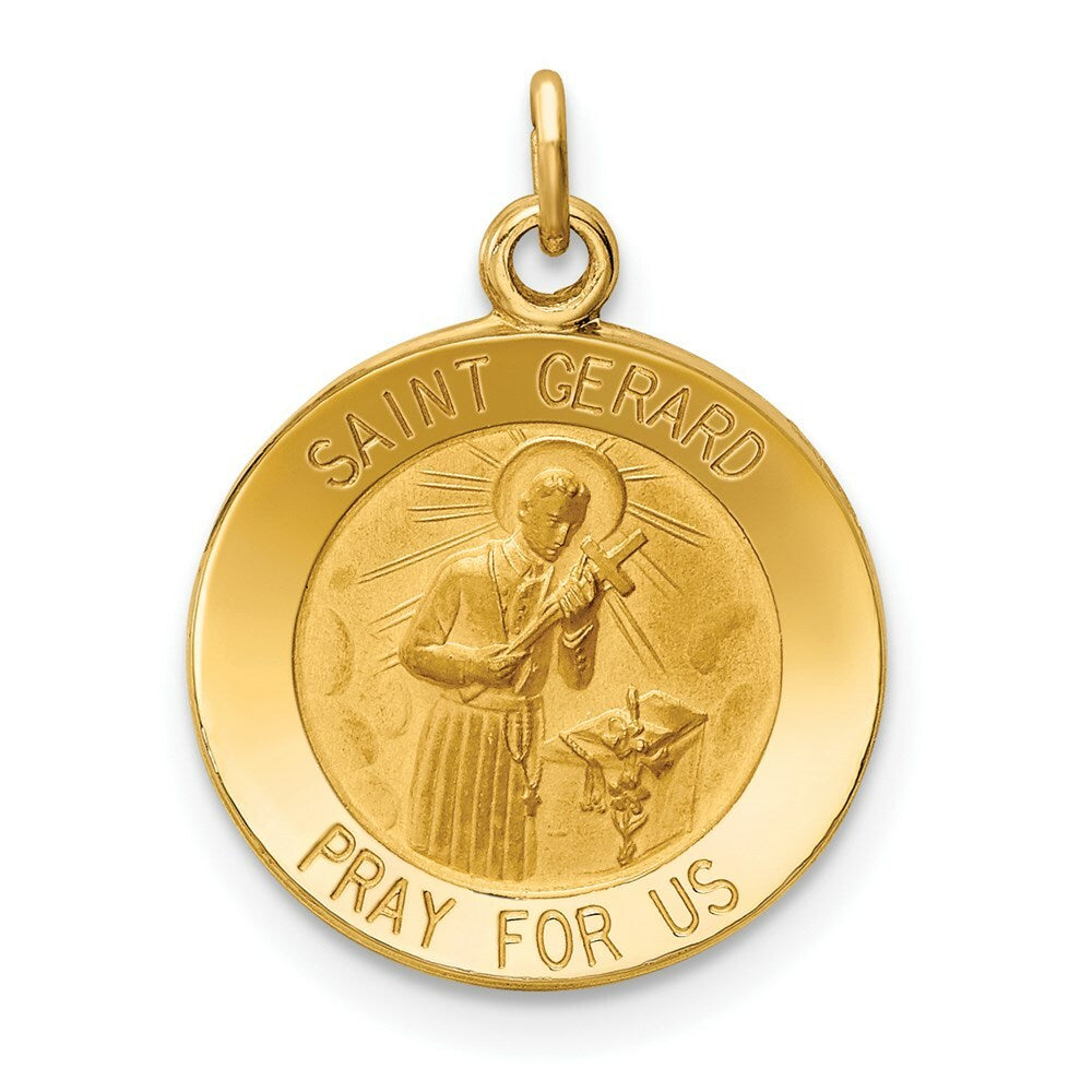 14K Yellow Gold Saint Gerard Medal Charm 16mm width
