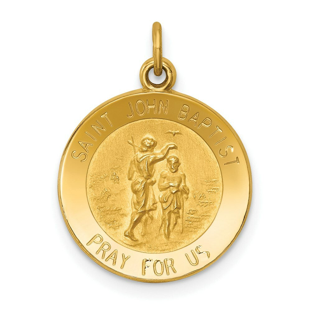 14K Yellow Gold Saint John Baptist Medal Charm 15mm width
