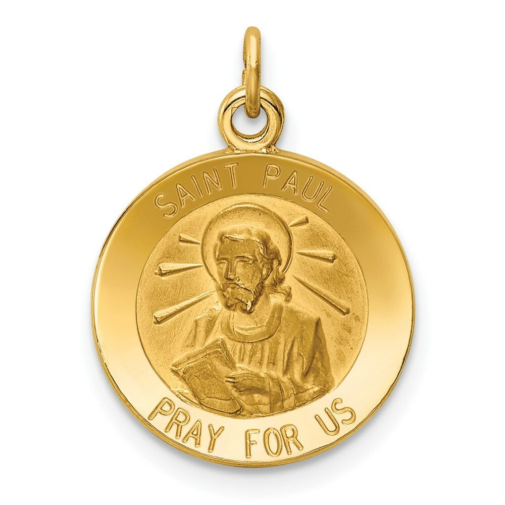 14K Yellow Gold Saint Paul Medal Charm 15mm width