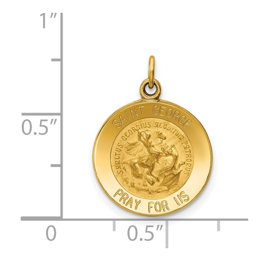 14K Yellow Gold Saint George Medal Charm 16mm width