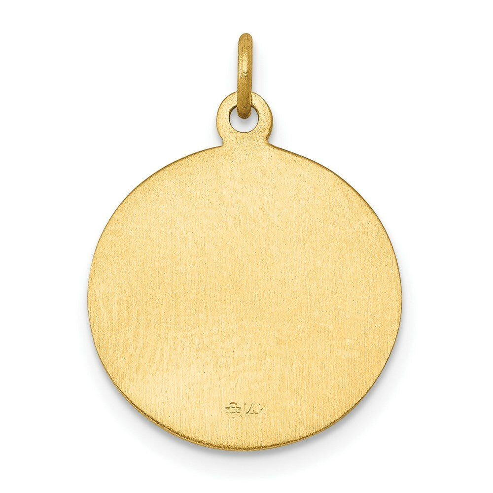 14K Yellow Gold Saint George Medal Charm 16mm width