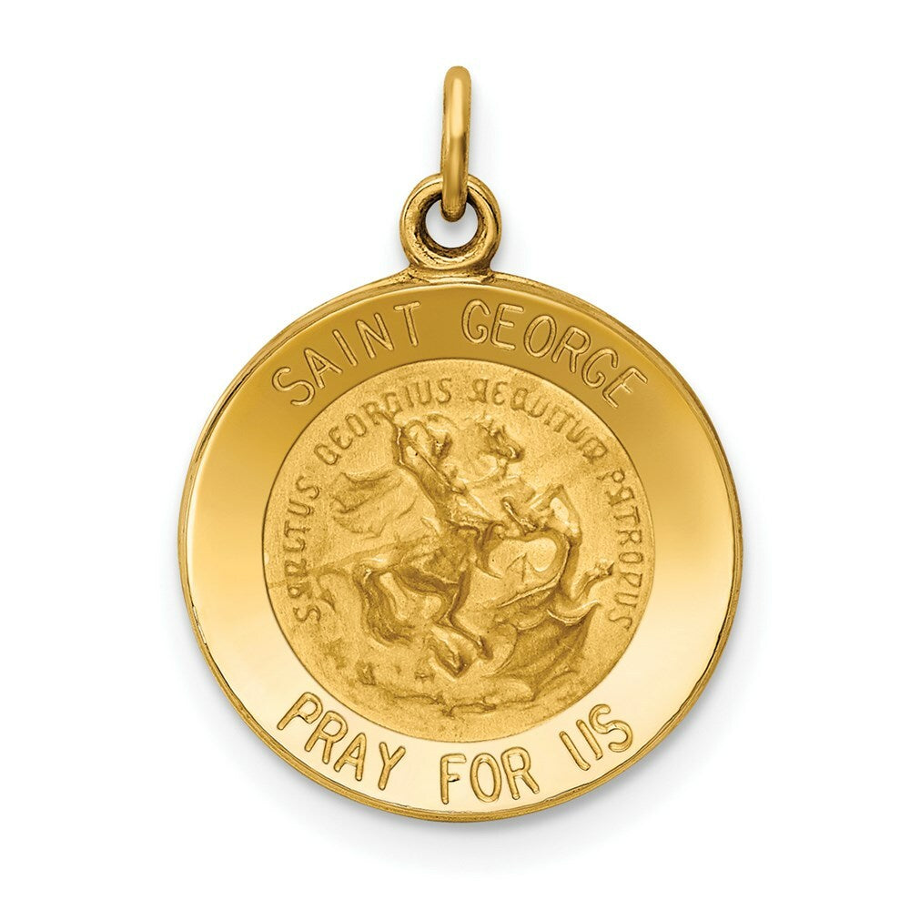 14K Yellow Gold Saint George Medal Charm 16mm width