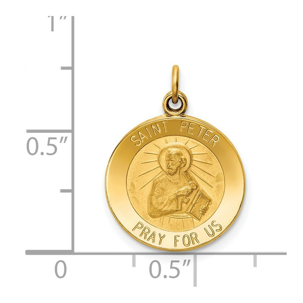 14K Yellow Gold Saint Peter Medal Charm 15mm width