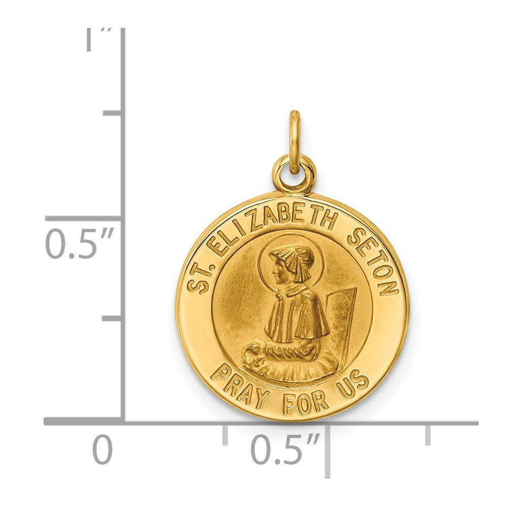 14K Yellow Gold Saint Elizabeth Seton Medal Charm 15mm width