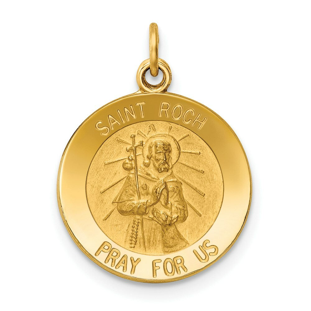 14K Yellow Gold Saint Roch Medal Charm 15mm width
