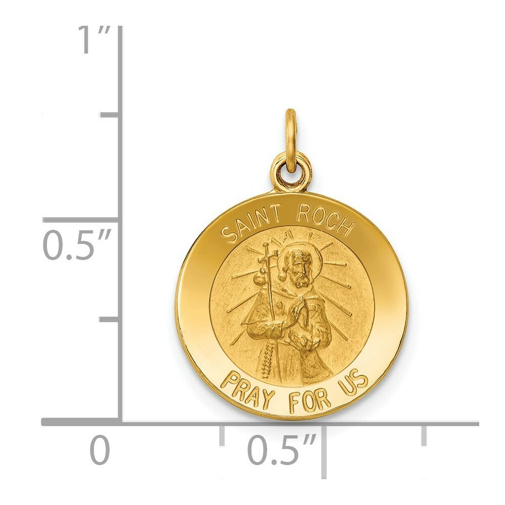 14K Yellow Gold Saint Roch Medal Charm 15mm width