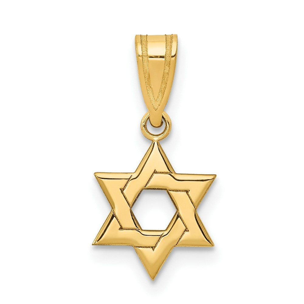 14K Yellow Gold Star of David Pendant 17mm length