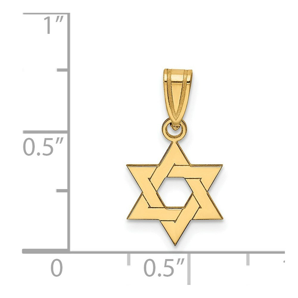 14K Yellow Gold Star of David Pendant 18mm length