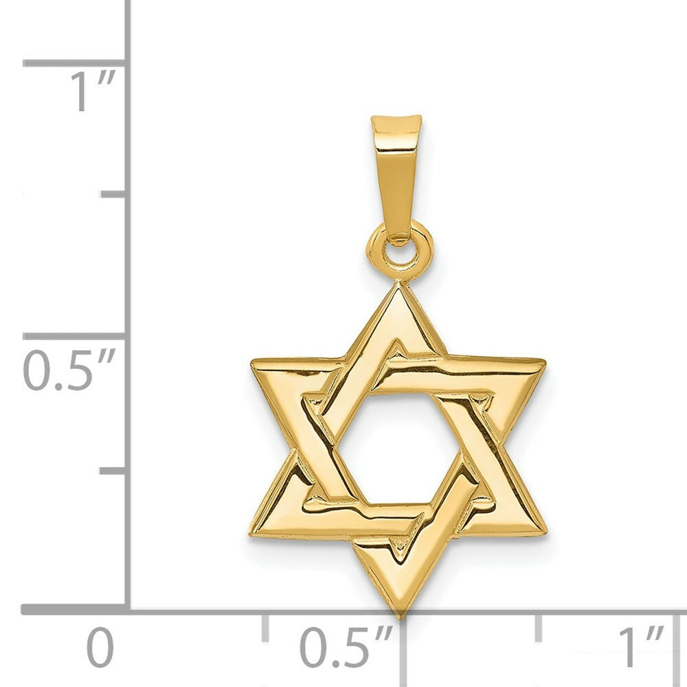14K Yellow Gold Star of David Pendant 23mm length
