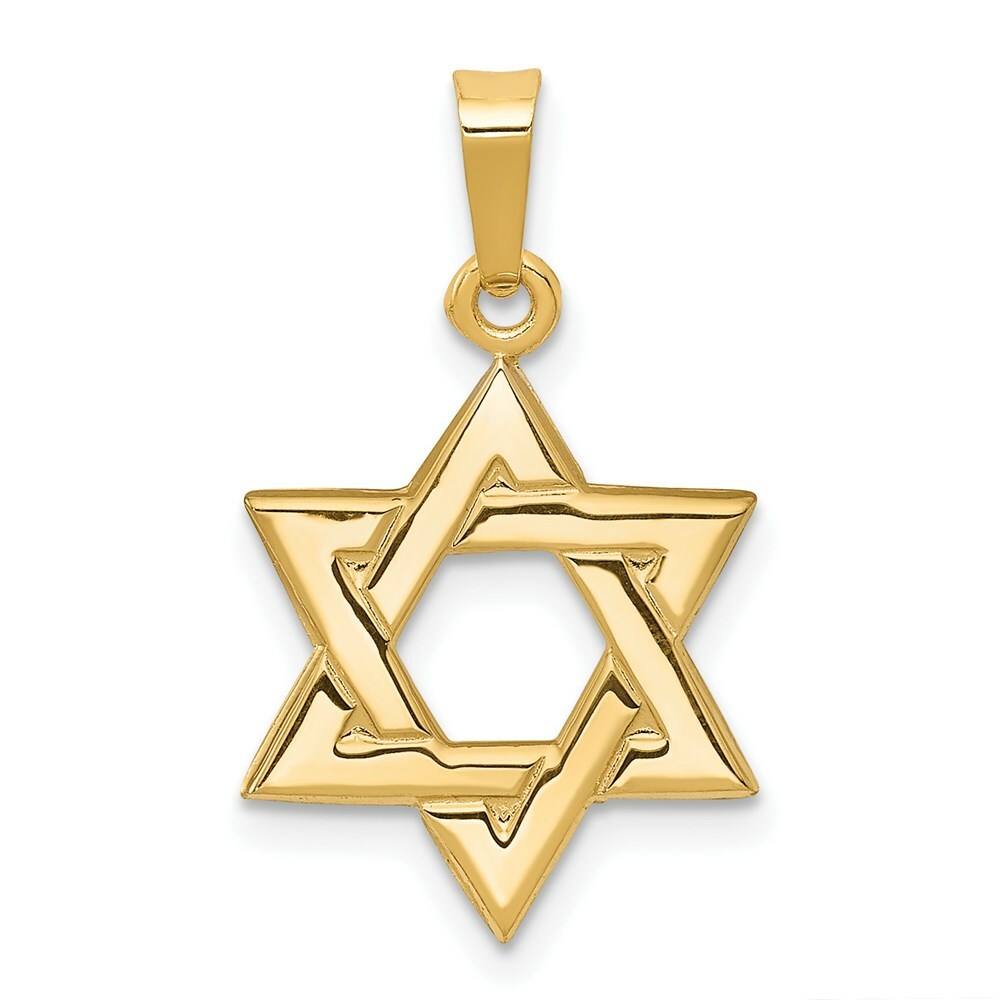 14K Yellow Gold Star of David Pendant 23mm length