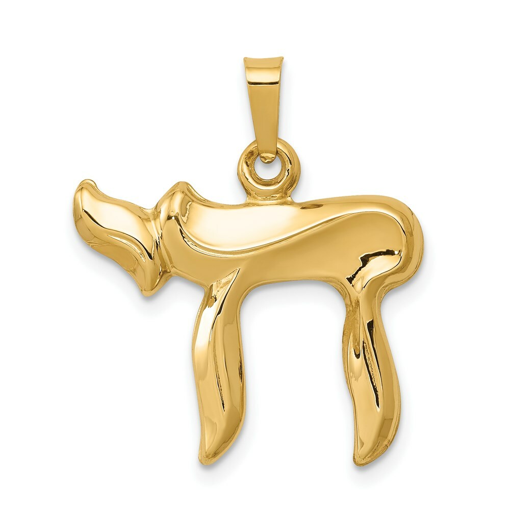 14K Yellow Gold Chai Pendant 24mm length