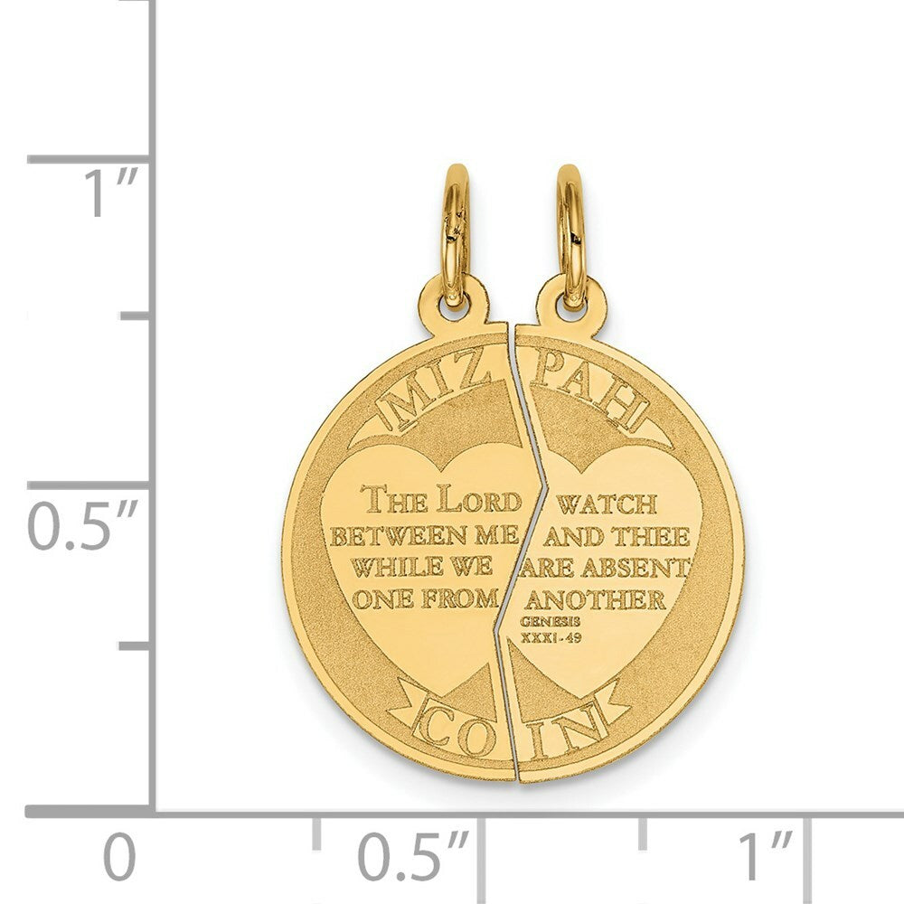 14K Yellow Gold Mizpah Charm
