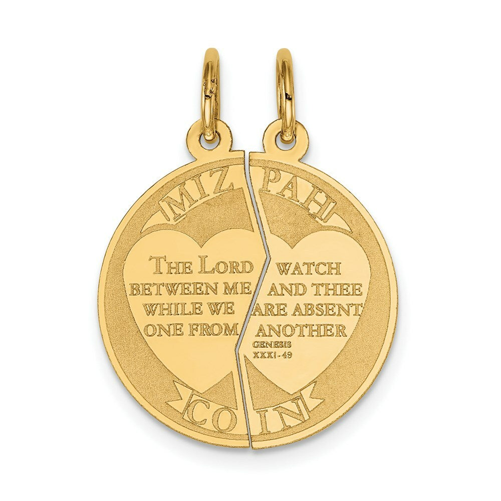 14K Yellow Gold Mizpah Charm