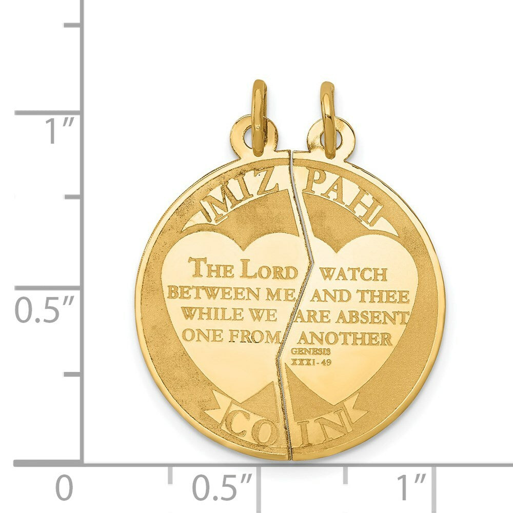 14K Yellow Gold Mizpah Break-apart Charm