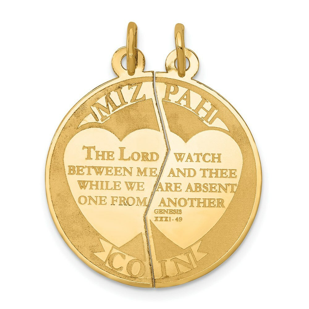 14K Yellow Gold Mizpah Break-apart Charm