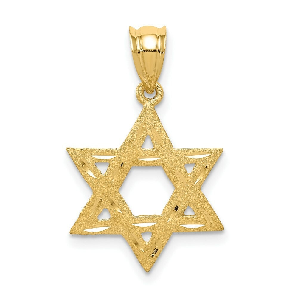 14K Yellow Gold Solid Satin Star of David Charm