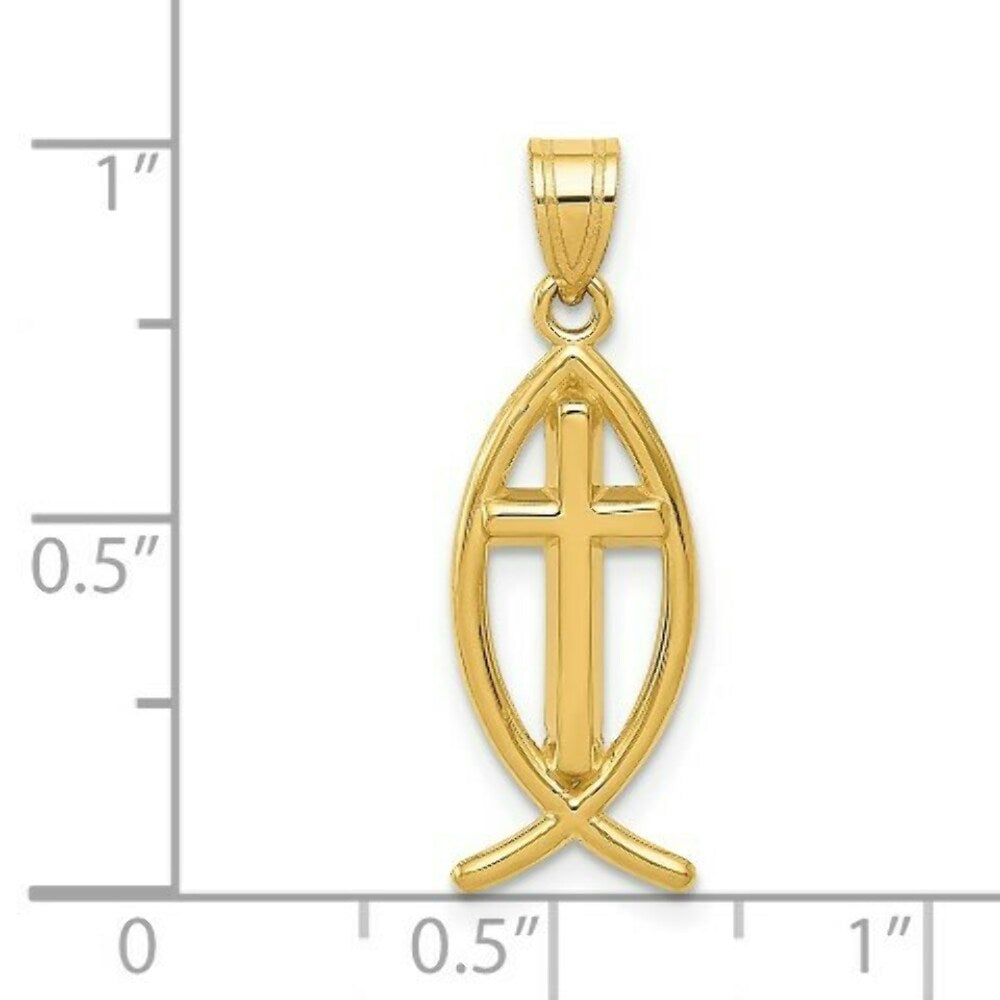 14K Yellow Gold Ichthus Fish Pendant